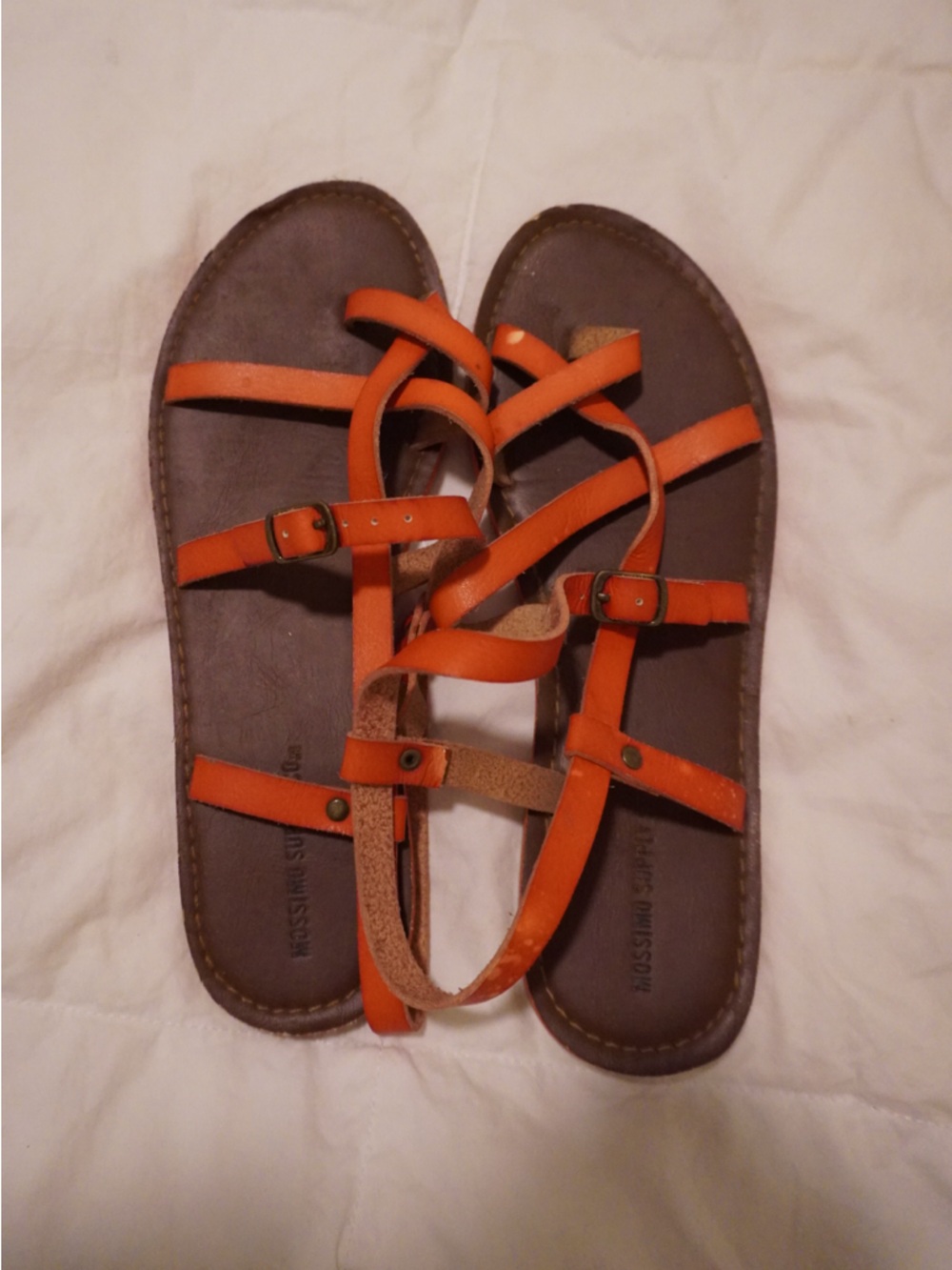 Mossimo Supply Co. Orange Strappy Buckle Flat Sandals